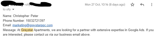 Greystar Apartments PPC Scam