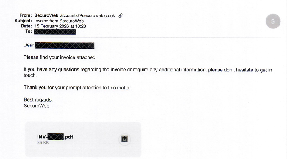 Securoweb invoice SCAM email