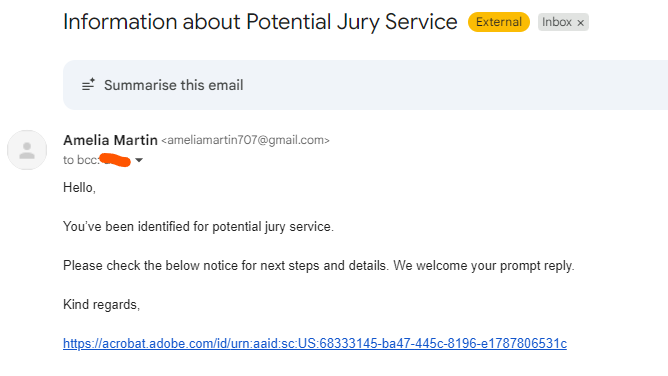 Jury Service SCAM