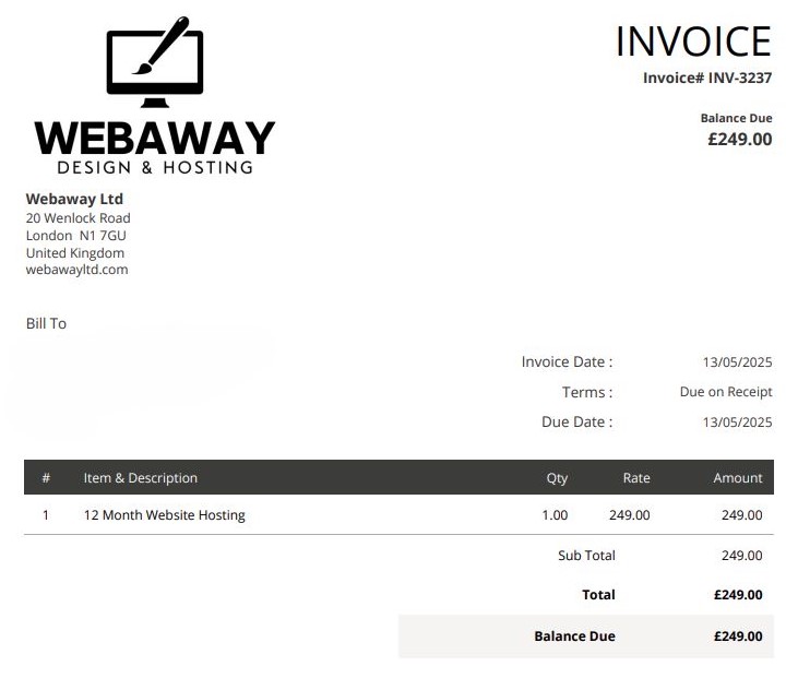 Nash Digital Ltd under the name Webaway Ltd - another fake invoice found via a 5 min search!