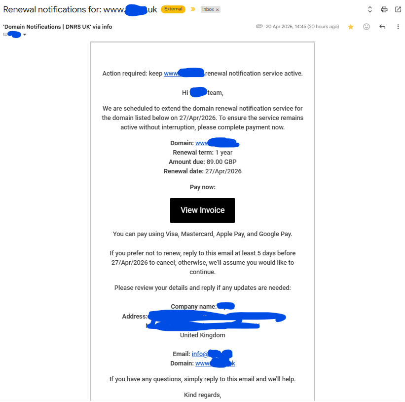 DNRS UK SCAM